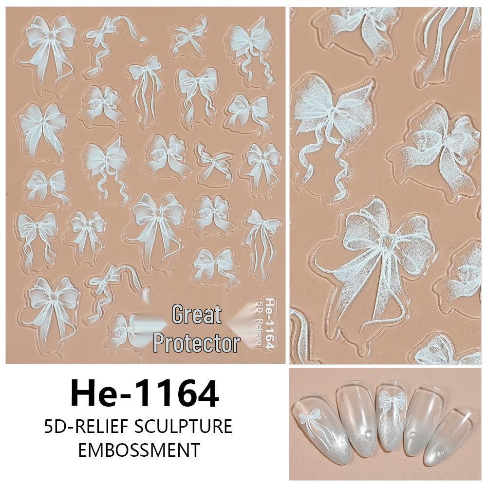 Redanco 5D Embossed Bow Nail Stickers - He-1167
