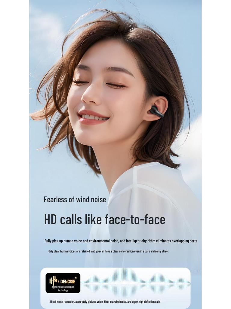 M67 True Wireless Clip-On Bluetooth Earbuds with Ultra-Long Battery Life, Charging Case, and Digital Display