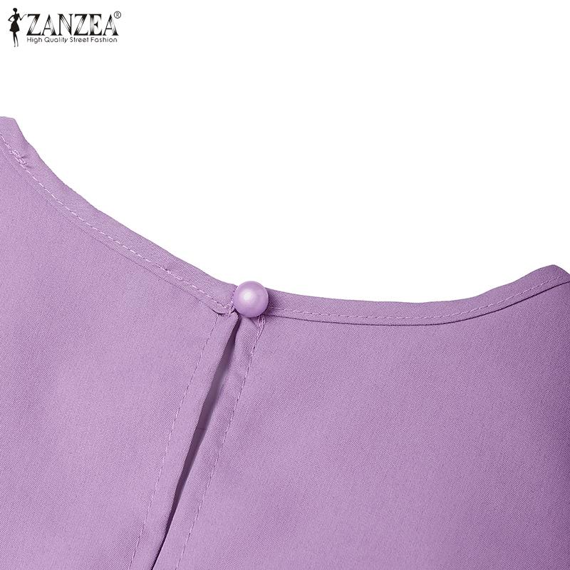 ZANZEA Women Summer Round Neck Casual Sleeveless Long Dress