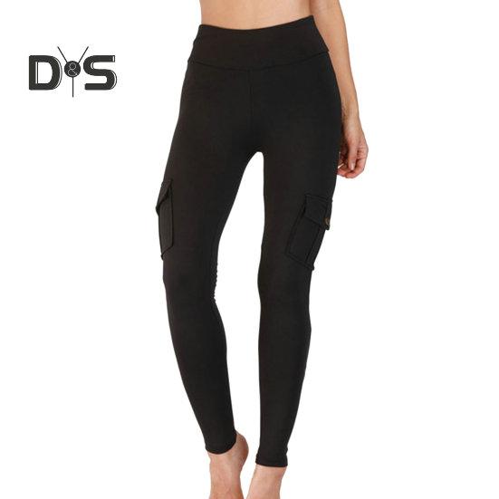 

Штани для йоги з високою талією. Жіночі безшовні спортивні легінси з підйомом стегон і кишенями. Вузькі еластичні штани, робочий одяг. S чорний