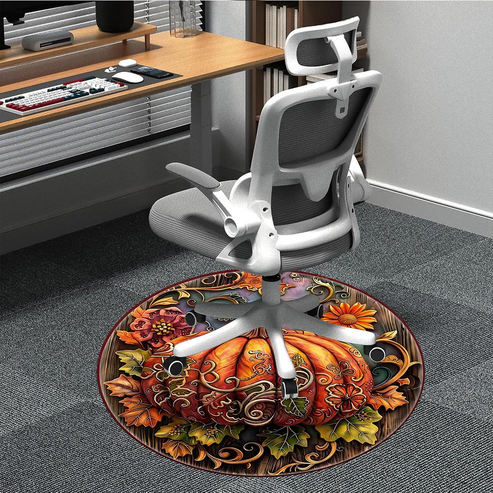 

1pc Autumnal Pumpkin Decor Chair Carpet for Office, Non-slip, Soft and Durable Leisure Rug, Perfect for Office, Living Room yy251103157 80cm by 80cm
