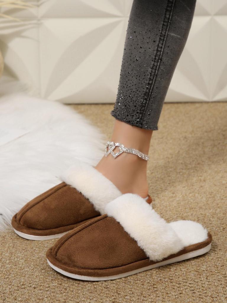 2025 Autumn/Winter Furry Plush Home Slippers - European & American Style