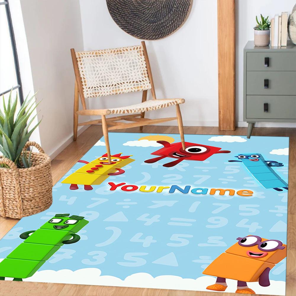 Numberblocks Personalized Name Floor Rug Office Rug Perfect for Playrooms Entryway Game Room Study room Antislip Carpet Anime Office Decor