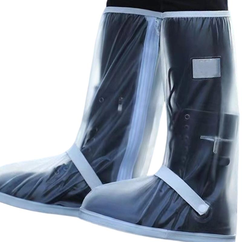 Waterproof Rainproof PVC Boot Shoe Covers Slip Resistant Zippered Galoshes For Hiking Cycling Daily Commuting