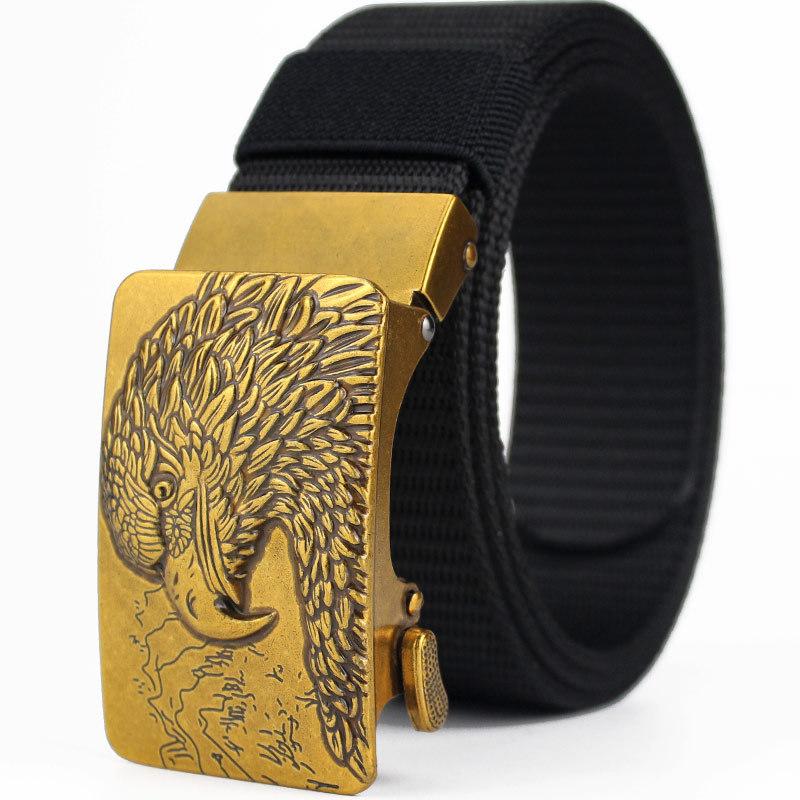 Belt, Men's Automatic Buckle Toothless Business Casual Men's Belt, Young People's Personality Trendy Nylon Canvas
