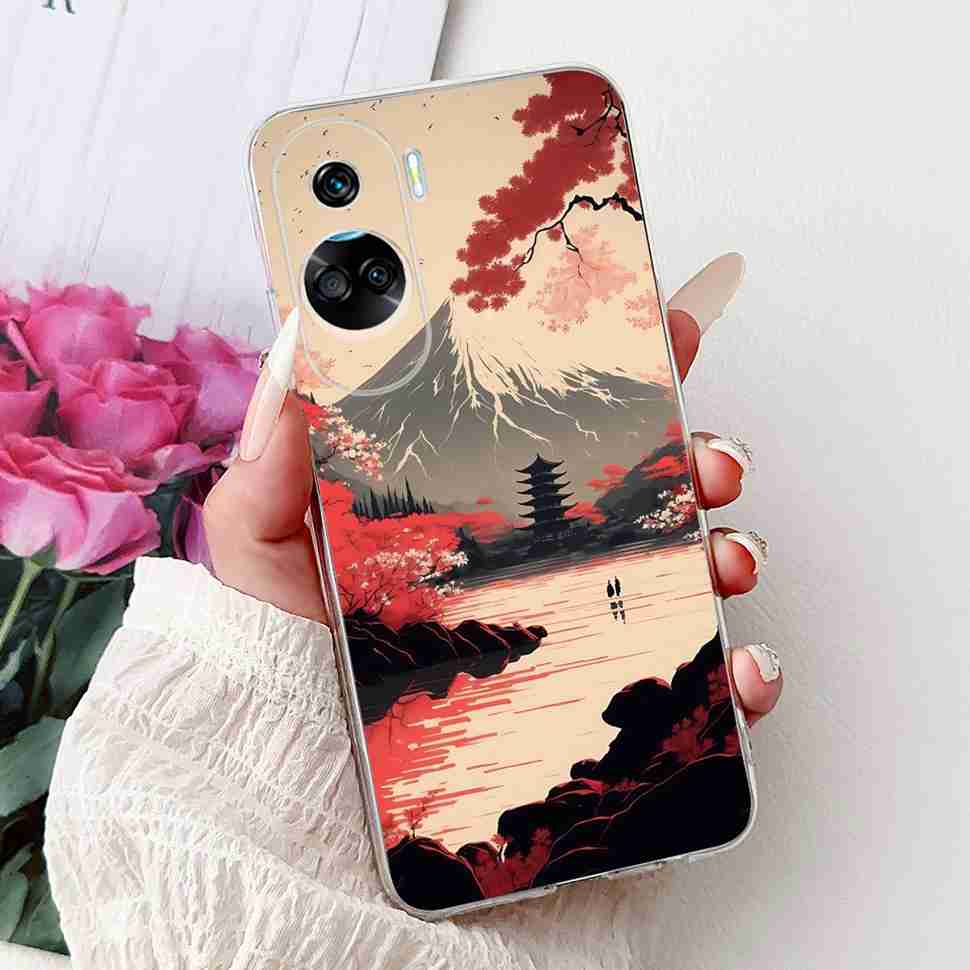 For Huawei Honor 90 Lite Case New Painted Flowers Soft Silicone TPU Cover For Honor 90 Lite CRT-NX1 6.7" Shockproof Phone Cases