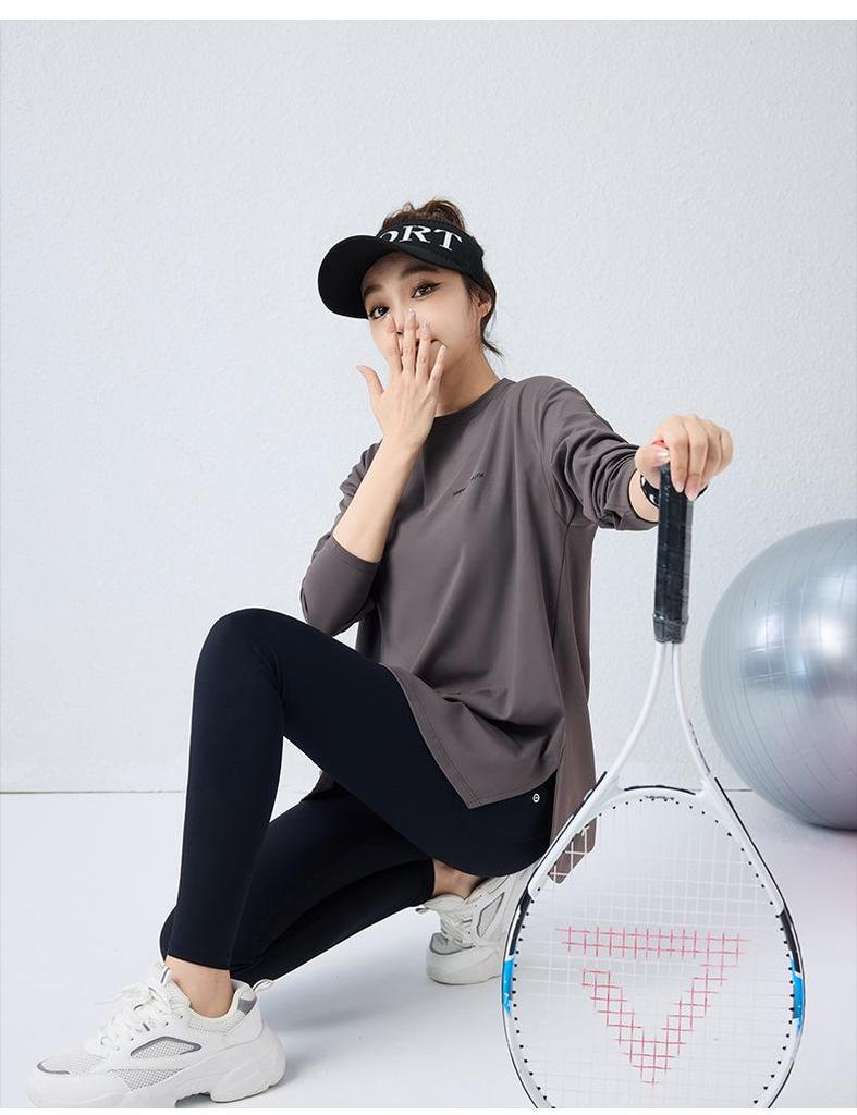 Women's 2026 Three-Piece Yoga Set: Loose Long Sleeve, Tapered Pants, Sporty Letter Vest Fitness Wear