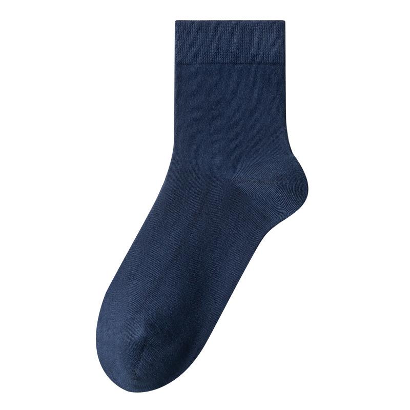 Men's Spring and Autumn All-cotton Boneless Cotton Socks, Anti-odor and Antibacterial Solid-color Long Socks, Autumn and Winter Business Socks