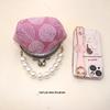 10.5cm Canvas Leaf Print Clasp Coin Purse - Handmade Retro Ladies' Clutch with Snap Closure