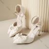Shoes Woman Summer Bow Sandals Women's Pointed Thin High Heels Elegant Shoes for Women Lolita Mary Jane Shoes Wedding Bride