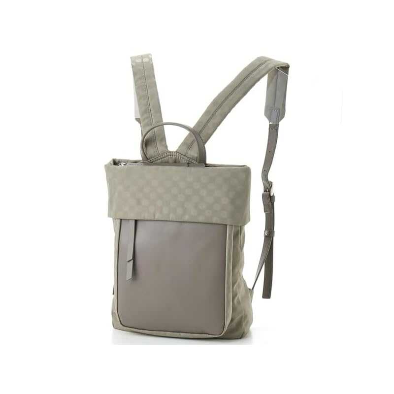 

[Isaac] water repellent dot jacquard Recycled leather combination backpack 2001015SC Greige(26)