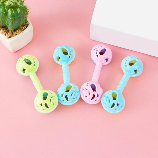 Dual Bell Baby Rattle Toy Soft Grip Shaker with Bell Sound