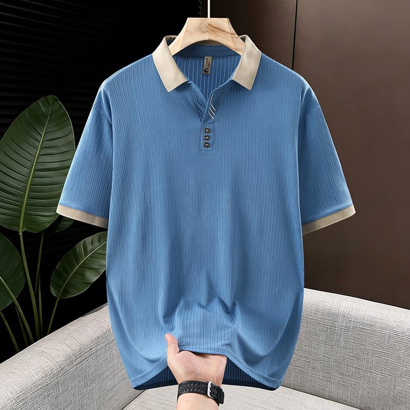 

Plus-Size Men S Clothing Extra-Large Loose-Fitting Versatile Short-Sleeve Business Casual T-Shirt Polo Shirt For Big And Tall Men 13XL синій