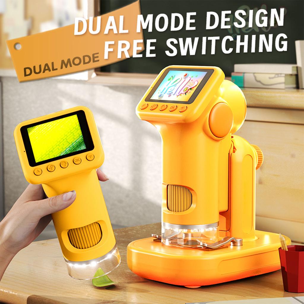 Kids Digital Microscope 100 1600X with 2.0 HD Color Screen 3 Adjustable Lights 32GB SD Card Portable Microscope for