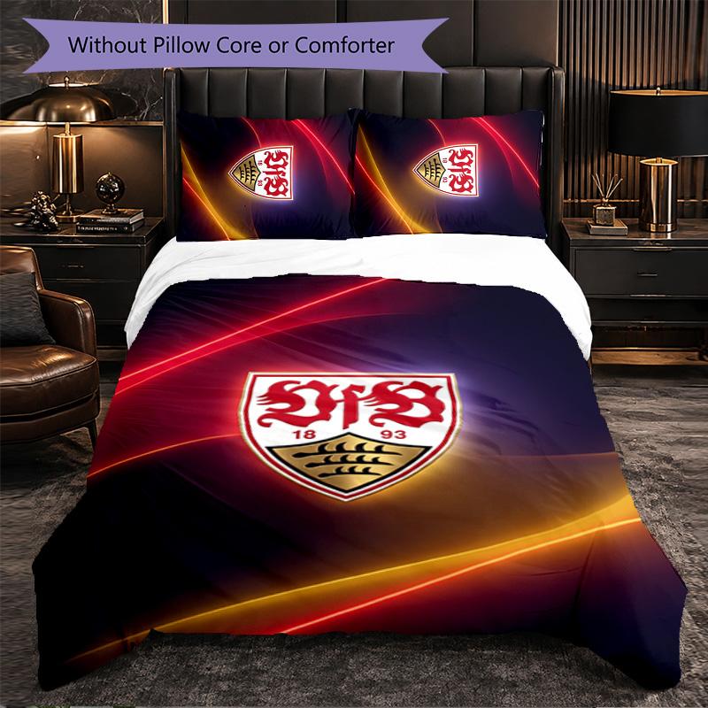 Set Biancheria da Letto Calcio VfB Stuttgart 3 Pezzi Morbido Set Copripiumino con Federe Set Decorazione Camera da Letto per la Casa