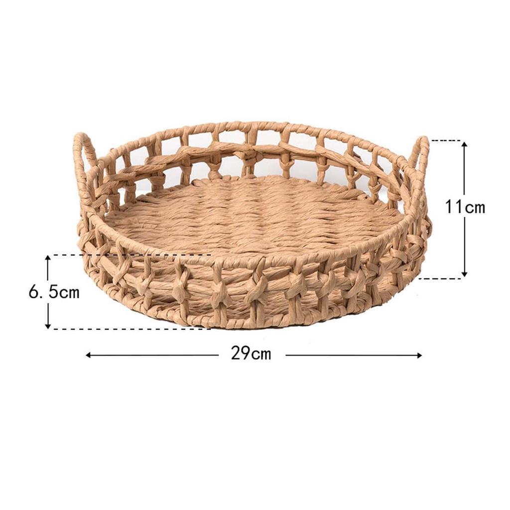 Handwoven Fruit Storage Baskets Wicker Storage Bowls Round Paper Rope Snack Serving Tray for Shelf Counter Bedroom Home Decor