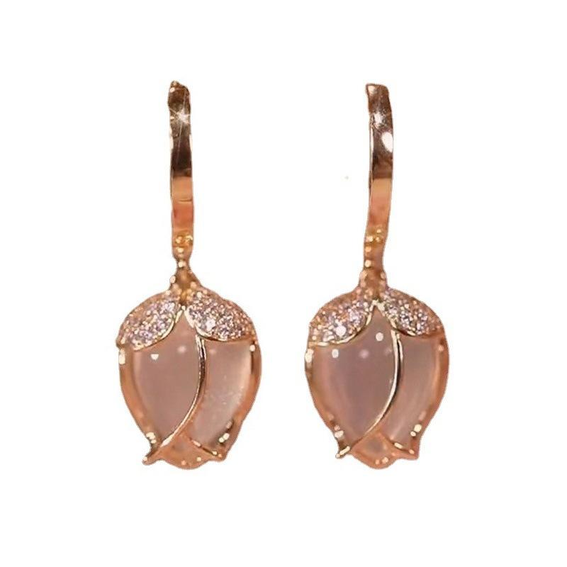 Trend Unique Design Elegant Delicate Zircon Tulip Flower Earrings High Jewelry Party Favors for Women