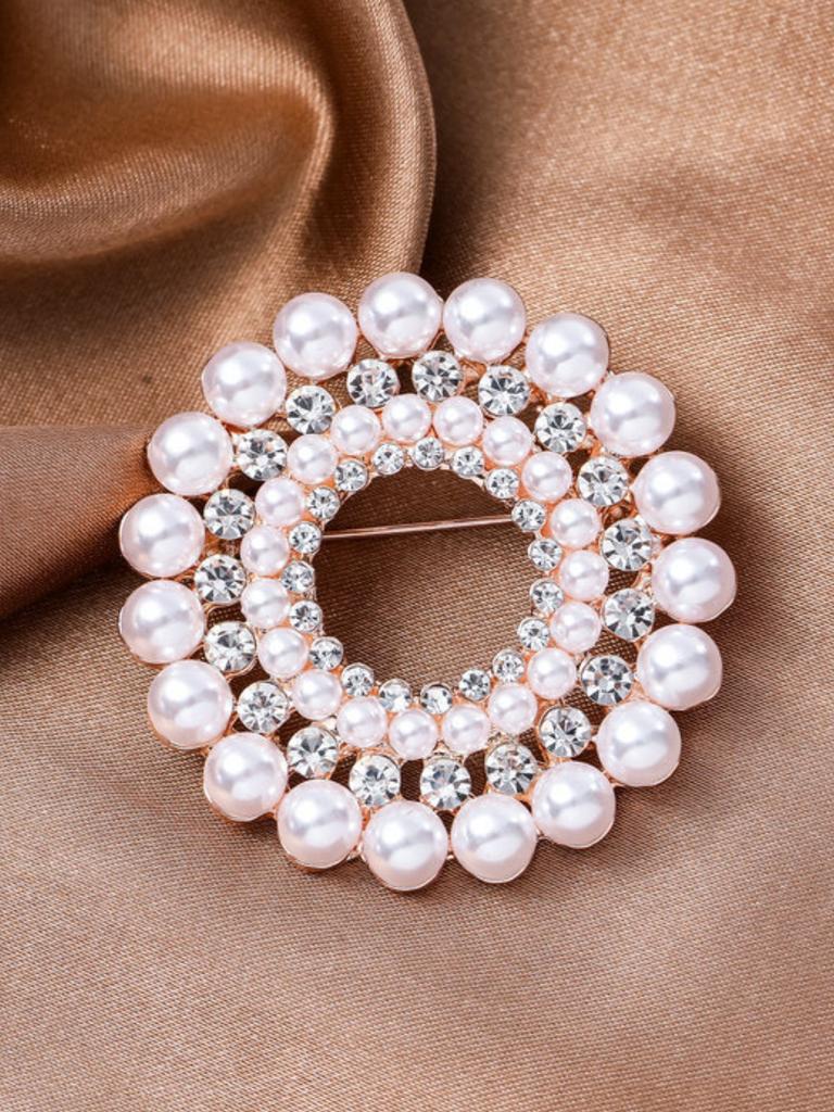 1PC Women's Fashion Temperament, Multiple Types of Geometric Imitation Pearl Brooch Accessories, Party Holiday Gifts