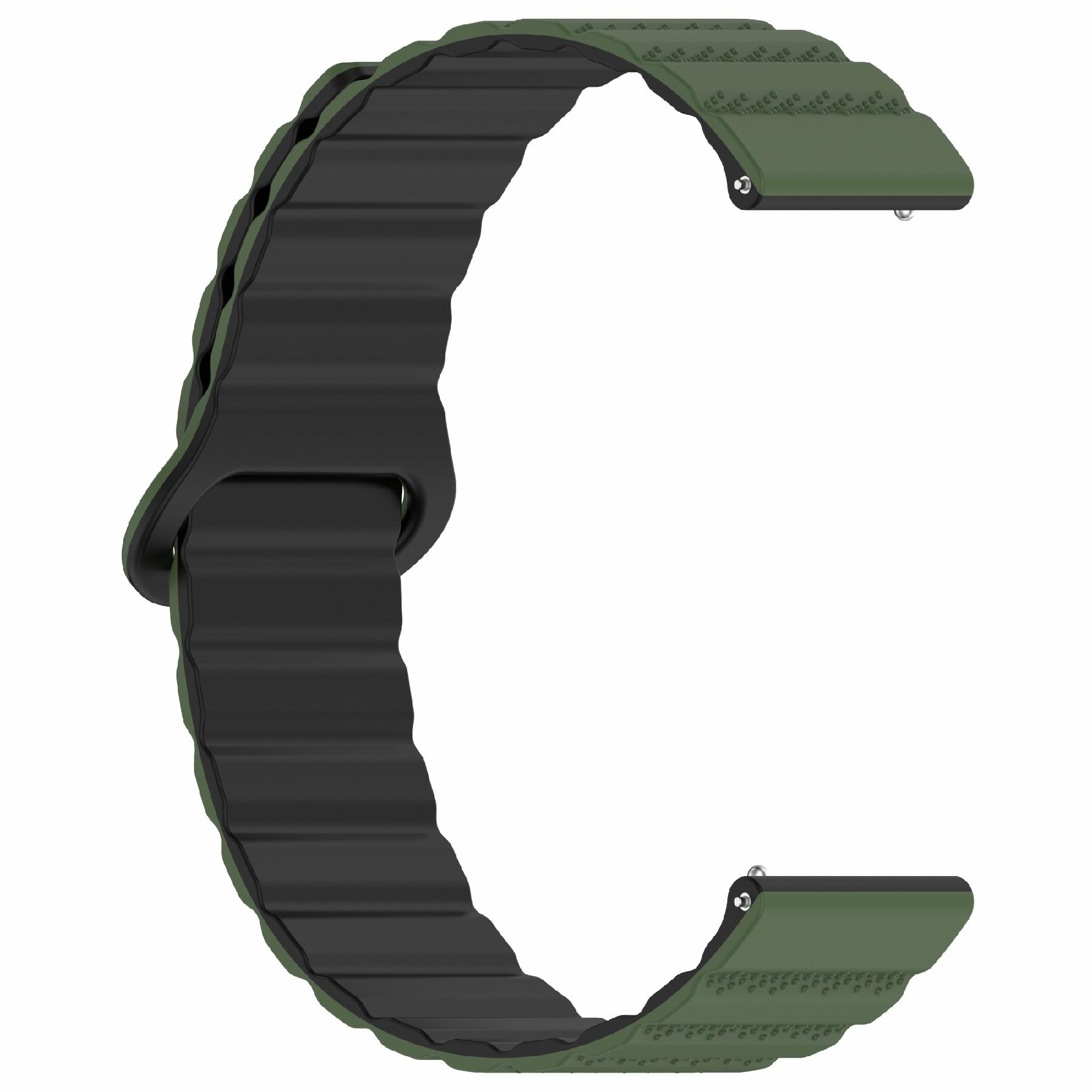 

Для Huawei Watch 4/4 Pro/GT 4 46 мм Магнитный ремешок 22 мм Универсальный силиконовый ремешок для часов Army Green+Black
