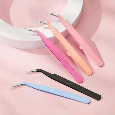 Edelstahl-Pinzette mit gebogener Spitze für künstliche Wimpern