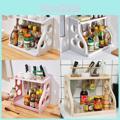 Kitchen Storage Rack With Two Layers And Pp Construction For Spice And Utensil Organization