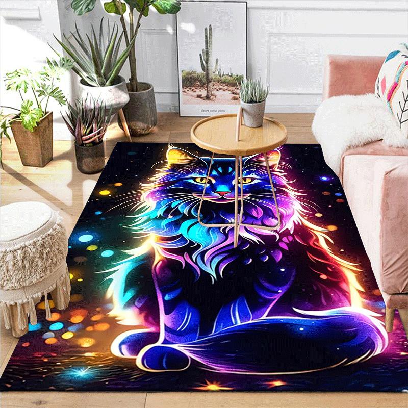1pc Ghost Cat Design Area Rug - Soft, Anti-Slip, and Durable Gaming Room Decor for Bedroom