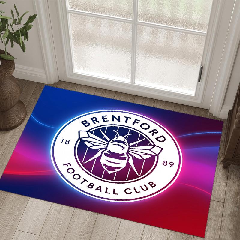 Brentford Football Design Crystal Velvet Carpet Cozy Non?Slip Printed Rug For Bedroom Living Room Entrance