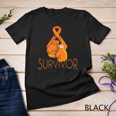 Leukämie Aufklärung Überlebender Orangefarbenes Band Boxhandschuhe Unisex T-Shirt