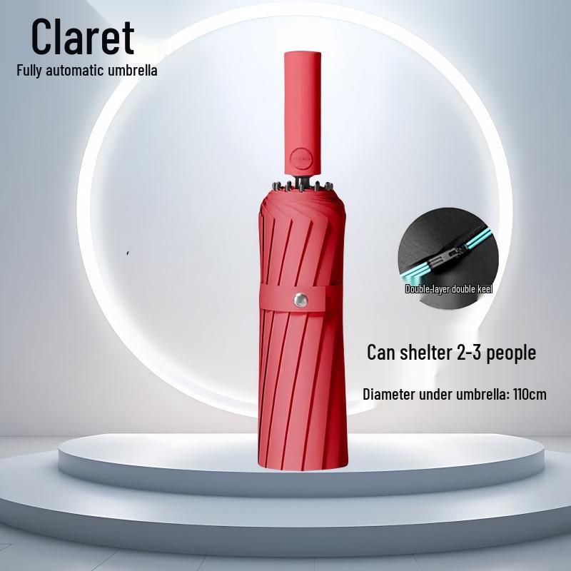 Bone Automatic Windproof Large Umbrella with UV Protection, Reversible for Sun and Rain.