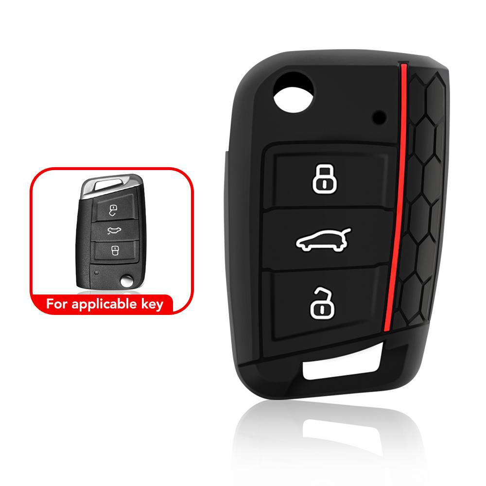 Silicone Car Key Case Cover For Volkswagen Vw Polo Golf 7 Mk7 For Skoda Octavia Combi Seat Leon Ibiza Cuptra Keychain