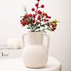 Retro Wabi-Sabi Double-Handled Ceramic Vase for Floral Arrangement