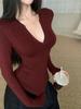 Women's Stylish Half-Open Collar Long-Sleeve Slim-Fit Base Layer T-Shirt - Short, Chic, and Perfect for Autumn/Winter