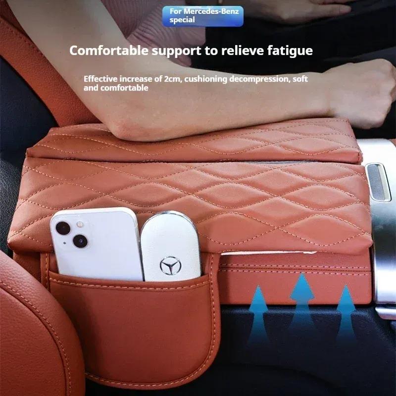 For 20-23 Benz GLE GLS Car Armrest Box Cover Pad Leather Anti-Scratch Center Console Cover Cushion Car Interior Accessor