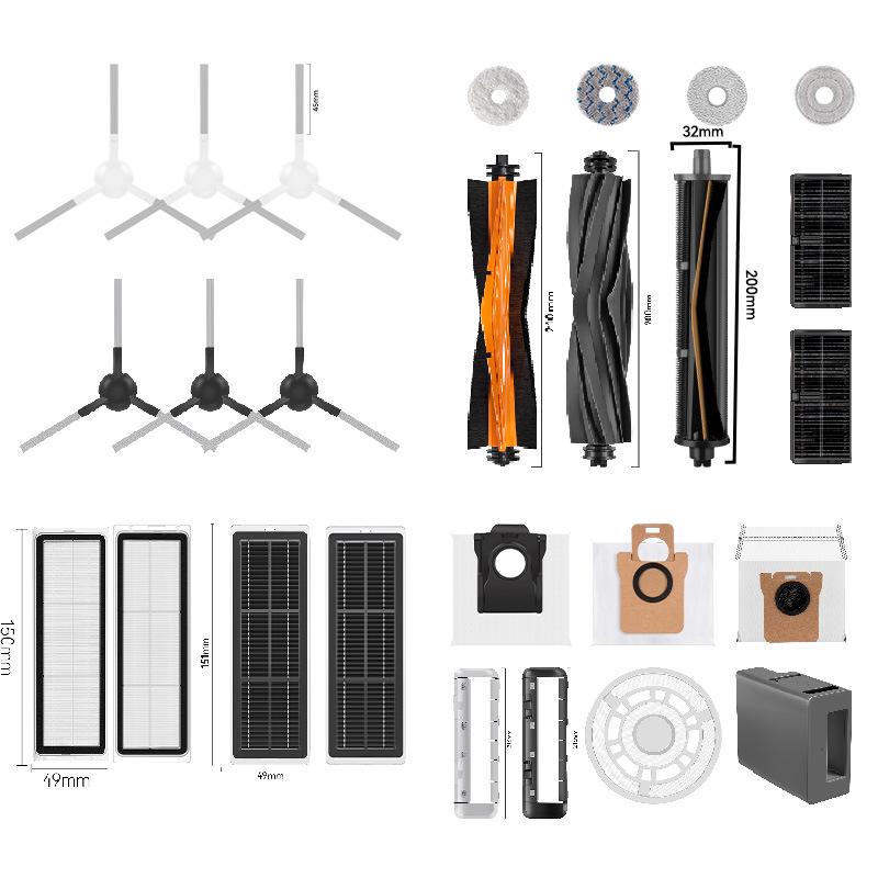 Suitable Accessories: Side Brush and Dust Bag for Dreame S20 Pro/S20 Robotic Arm Sweeper