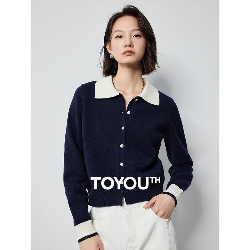 

Chuyu Women s Chic Contrast Polo Knit Cardigan M