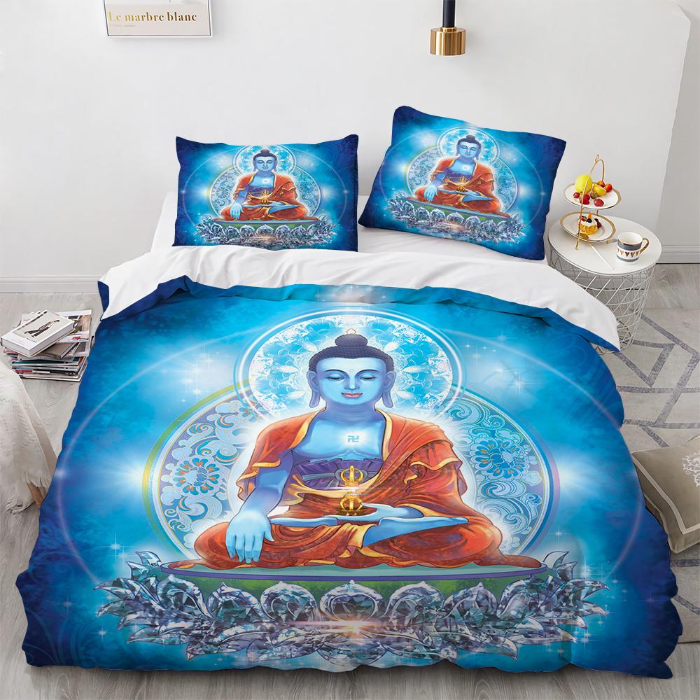 3D Buddha Print Bedding Set Meditation Duvet Covers With Pillow Cover Case Home Decor Bed Clothes Double Queen King Size