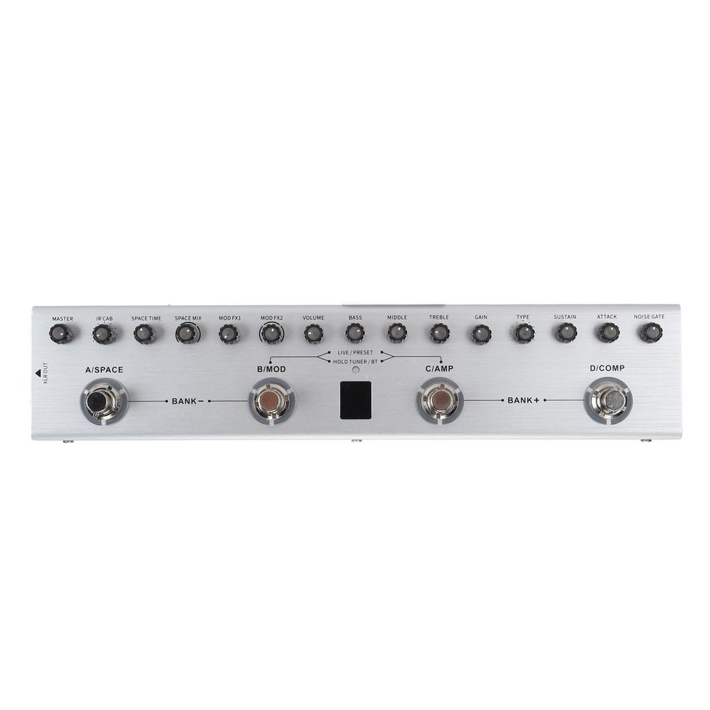 Multieffekter Bassgitarpedal Digital Oppladbar Elektrisk Gitar Effektor 36 Toner 9 AMP 8 IR