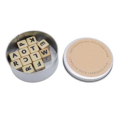 6 Sided Dice Crossword Game 12 Dice Letters Set Word Games Creative Game English Letter Dice with Case for Camping Education