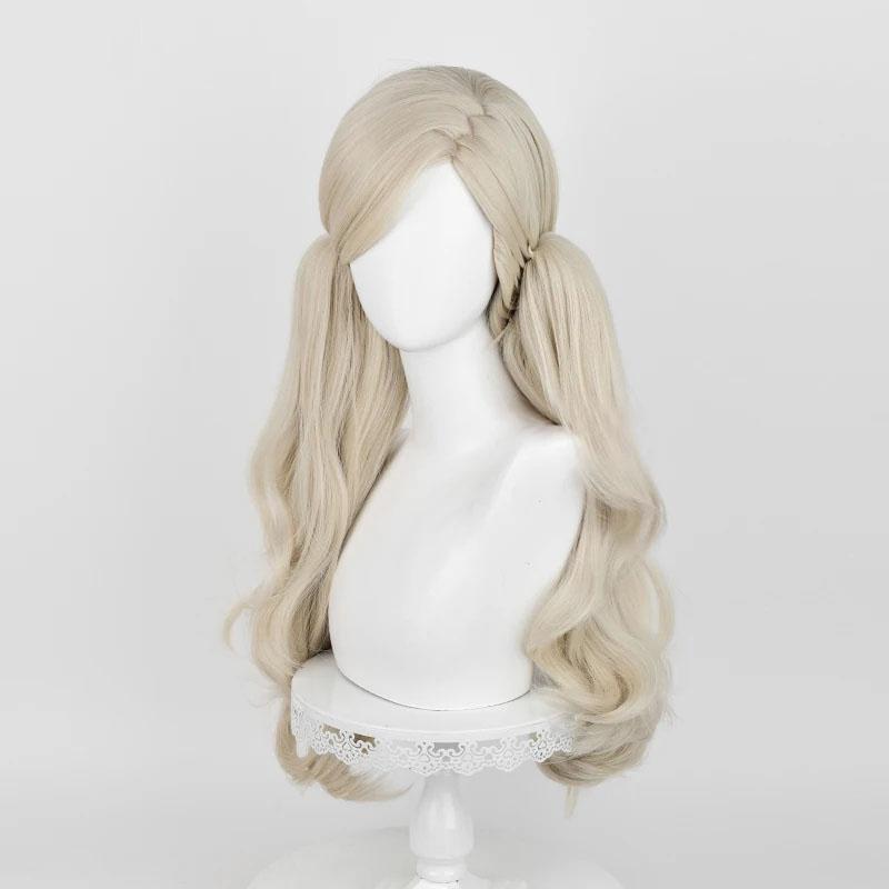 Anime P5 Anne Takamaki Cosplay Wig Light Linen Golden With Double Ponytails Heat Resistant Anime Cosplay Costume Wig + Wig Cap