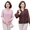 Spring 2026 Solid Color Long Sleeve Thin Base Layer Top for Middle-aged Women