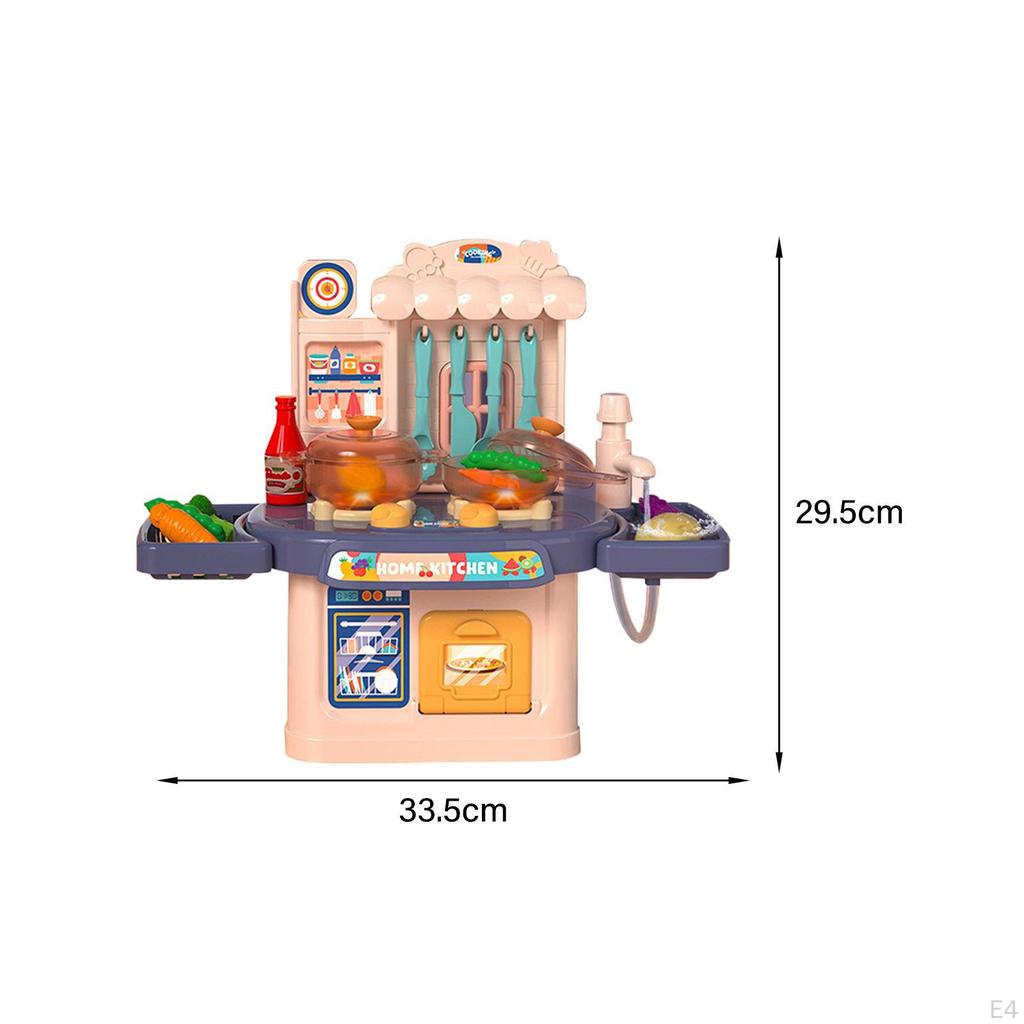 Kids Kitchen Set Indoor Outdoor Playset for Children Toddlers Birthday Gifts Pink