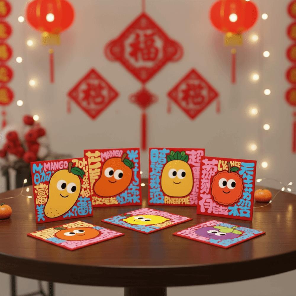 30pcs/set Cute Style Cartoon Red Packets Best Wishes Lucky Money Packets  New Year Celebration
