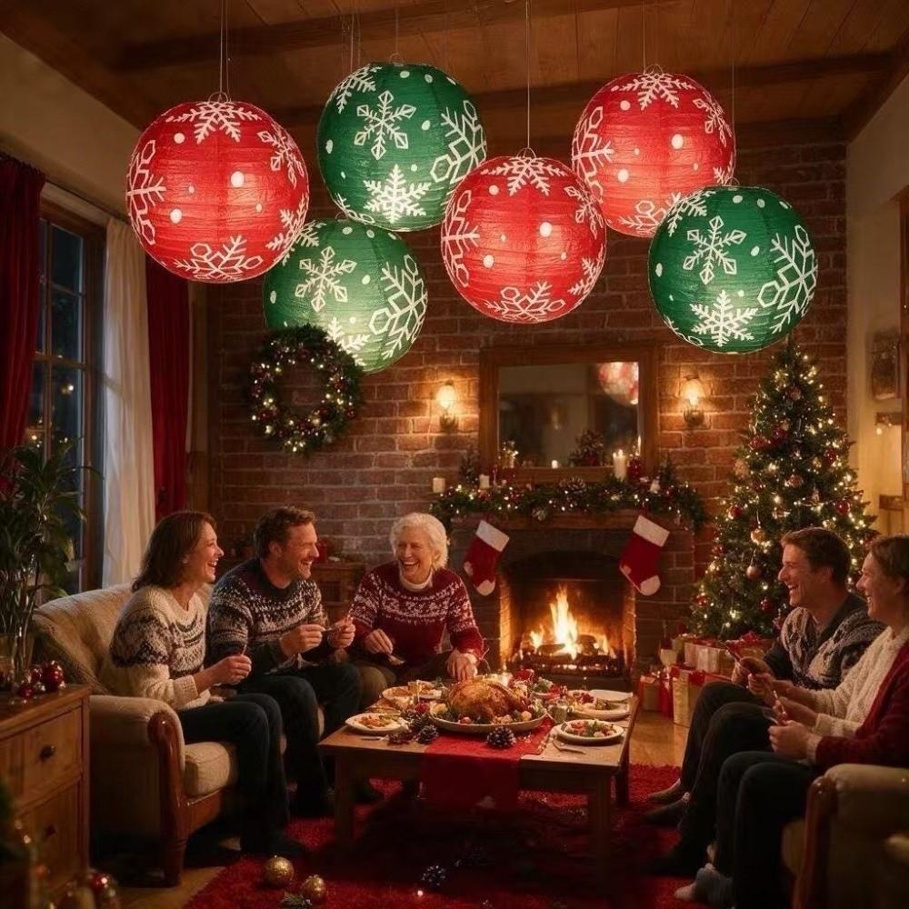 Santa Claus Christmas Hanging Ornaments DIY Folding Lantern Ball Christmas Paper Lantern Xmas