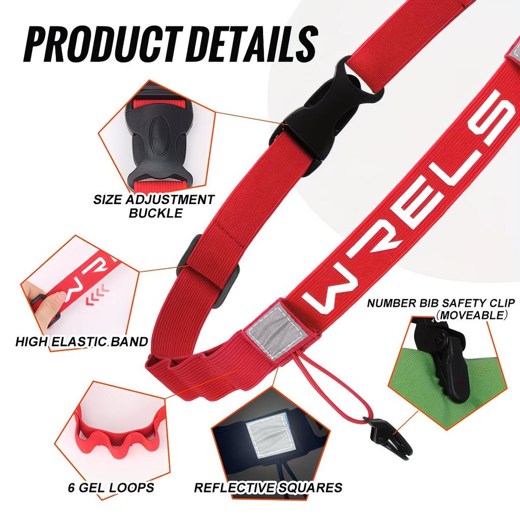 WRELS Unisex Triathlon Marathon Race Number Belt Outdoor Sports Cycling Running Multi-function Race Number Bib Holder Waist Belt