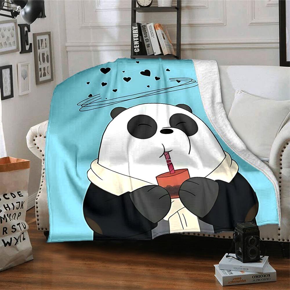 Panda Heart Halo Flannel Blanket Super Soft Warm Cozy Blanket For Sofa Bed Office Travel Allseason Home Decor Gift