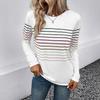 Autumn/Winter 2023 Women's Striped Crew Neck Long Sleeve T-shirt - European and American Fashion.