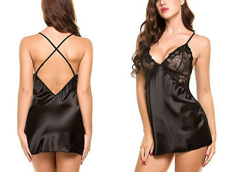 

Сексуальный комплект ночной сорочки из имитации ледяного шелка с перекрестной спинкой Medium чёрный