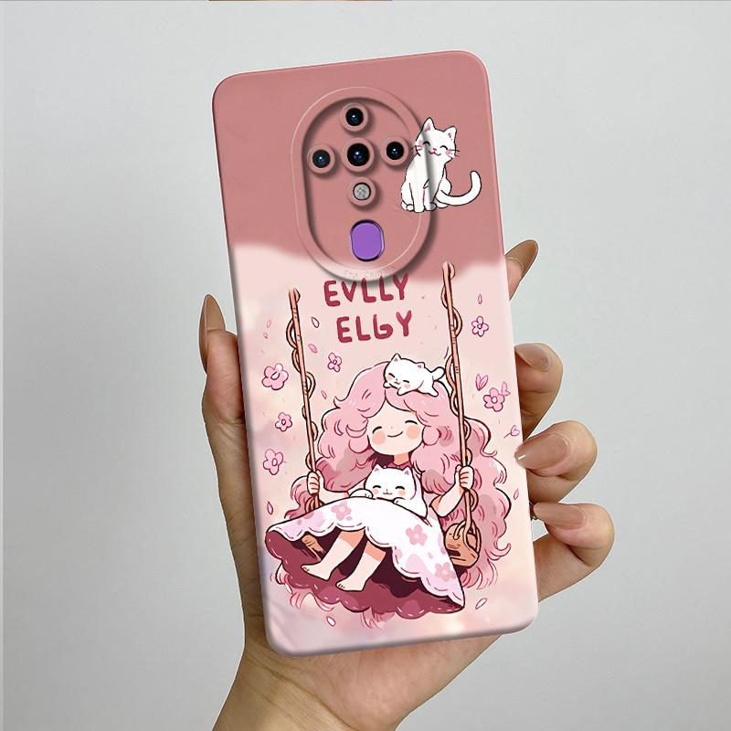 For Tecno Spark 6 KE7 Case Spark6 Silicone TPU Soft Phone Casing Sweet Painted Printed Shockproof Protective Back Cover
