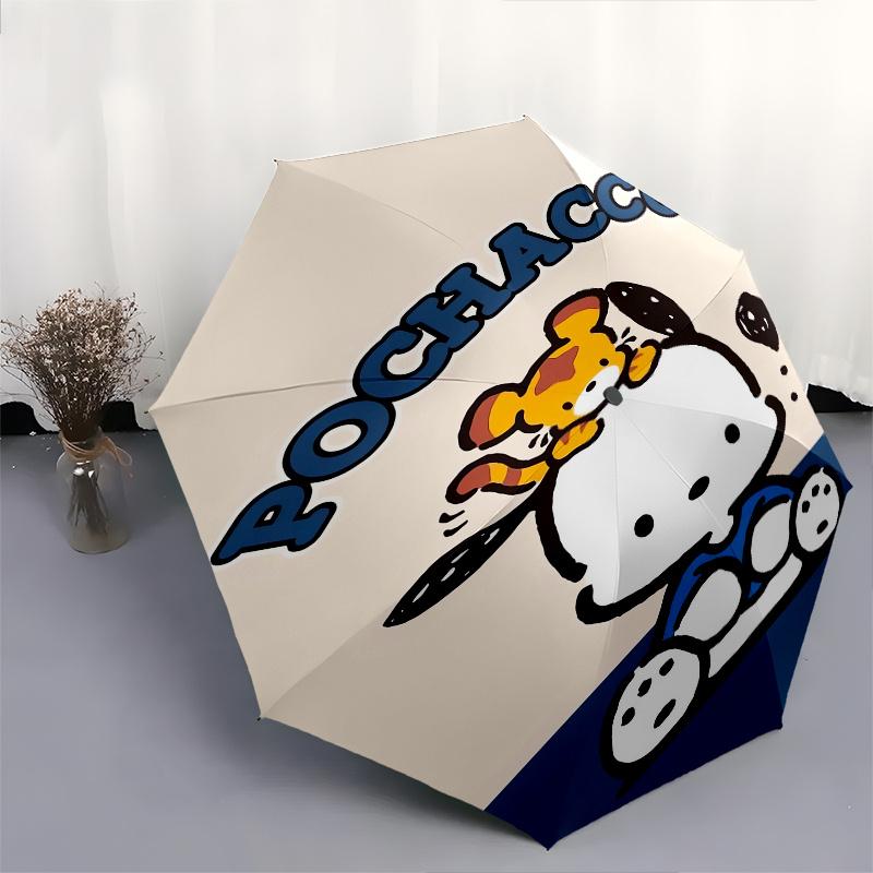 Pochacco,Cow Automatic Folding Umbrella Simple 8 Rib Design, Bright Cartoon Pattern, Durable Iron Frame, Suitable For Travel, Outdoor, Beach