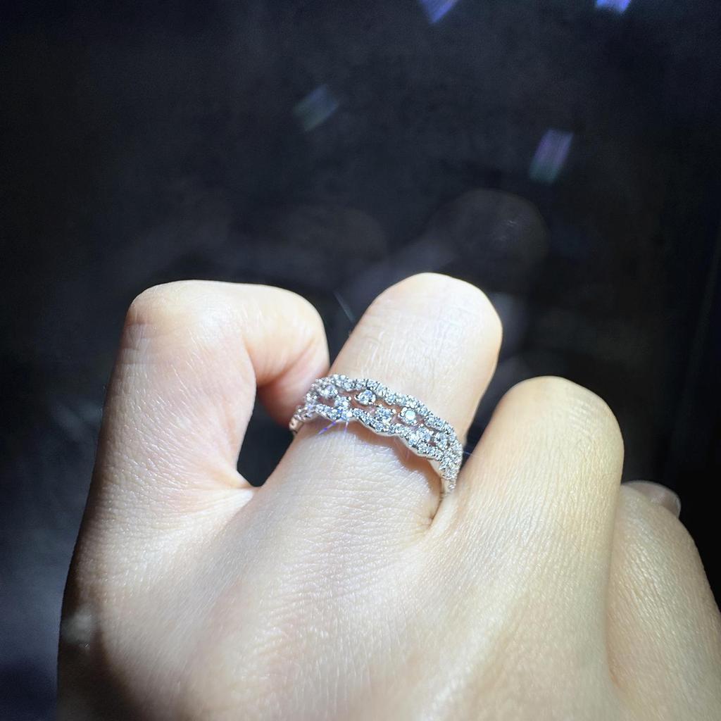Elegant Moissanite Lace Ring: Stackable 925 Silver, Fashionable and High-End Women's Accessory